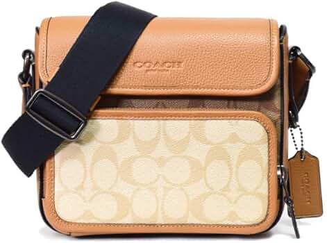 【美品】コーチ　ボディバッグ　ショルダー　シグネチャー　レザー　キャンバス　白茶 COACH/コーチ】 F07077 シグネチャー ショルダーバッグ